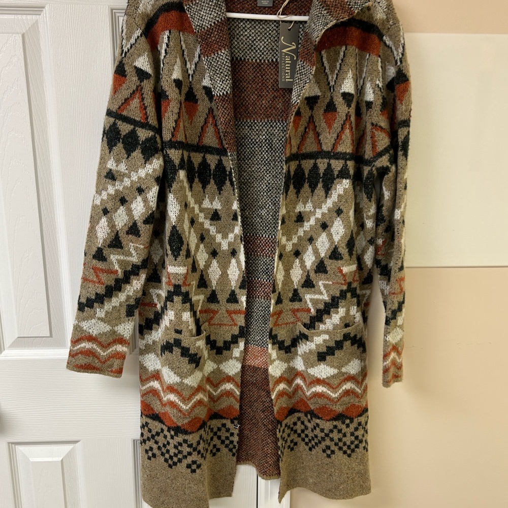 NWT Natural Reflections geometric patterned cardi… - image 3